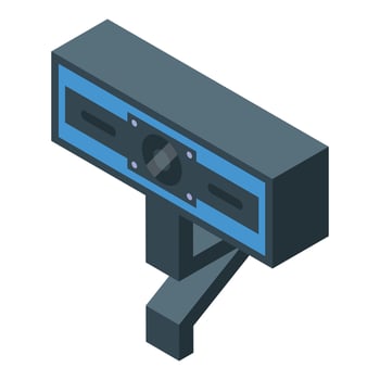 Modern webcam recording conference on computer desk vector