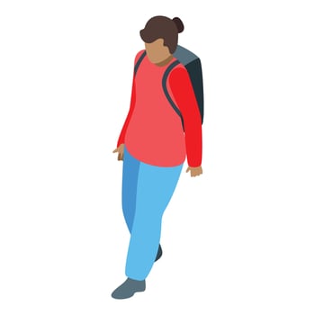Student walking with backpack isometric icon illustration vector