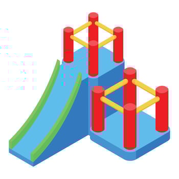 Colorful inflatable bouncy castle with slide for kids playground fun vector