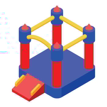 Colorful inflatable bouncy castle providing entertainment for children at birthday parties vector