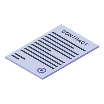 Contract document with signature and isometric view representing official agreement vector