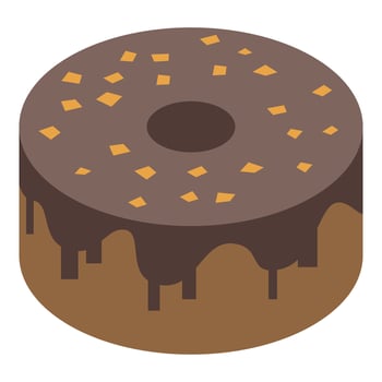 Delicious round chocolate cake with dripping icing and sprinkles vector