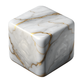 White marble cube with gold veins png