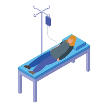 Pregnant woman resting in hospital bed receiving intravenous therapy vector