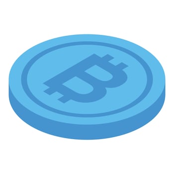 Blue cryptocurrency coin rotating in isometric view vector