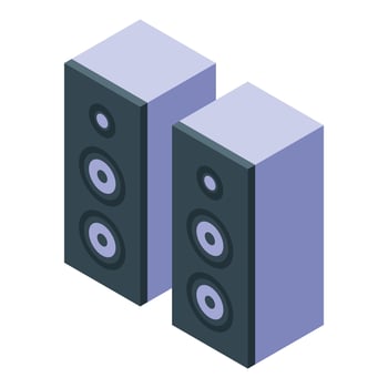 Two gray speakers standing playing loud music vector