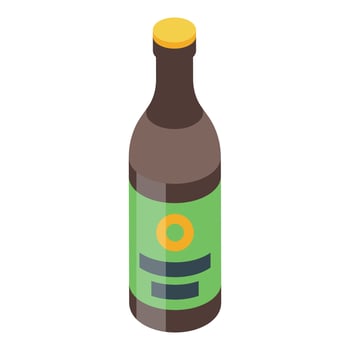 Isometric olive oil glass bottle packaging mockup illustrating product placement vector