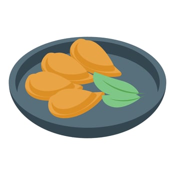 Empanadas with herbs served on a round tray, representing argentinian cuisine vector