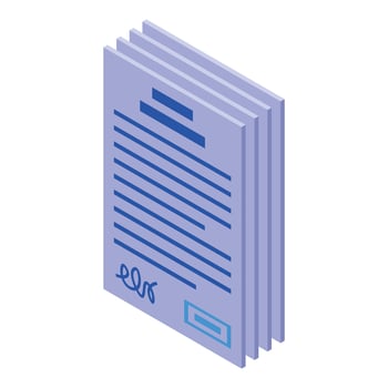 Stack of documents representing official paperwork with signature and stamp vector