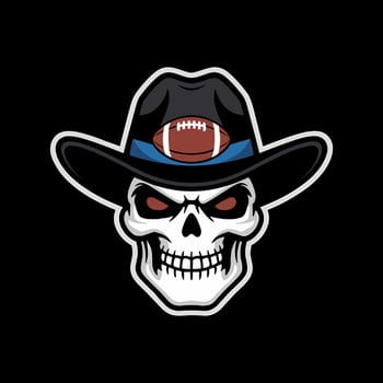 Cowboy Skull Mascot with Football Hat for Sports Teams and Western Themed Merchandise vector