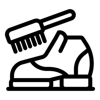 Cleaning shoe with brush, shoe shine service for footwear care vector