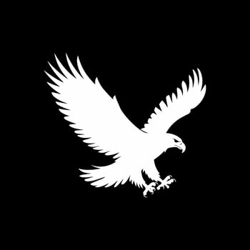 White Eagle in Flight Silhouette on Black Background, Symbolizing Freedom, Power, and Grace vector