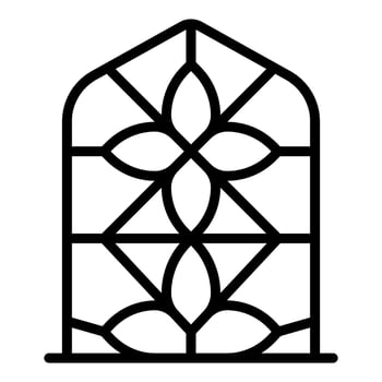Arched window showing floral pattern with intertwined lines creating geometric shapes vector