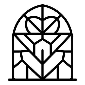 Arched church stained glass window showing heart symbol depicting divine love and hope vector