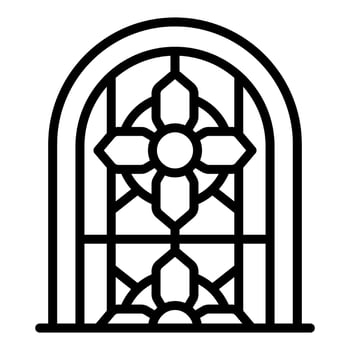 Arched window exhibiting intricate floral design in stained glass vector