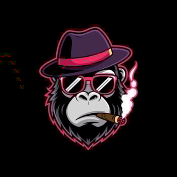 Cool Gorilla Mascot with Fedora Hat, Sunglasses, and Smoking Cigar for Hip Hop or Urban Branding vector