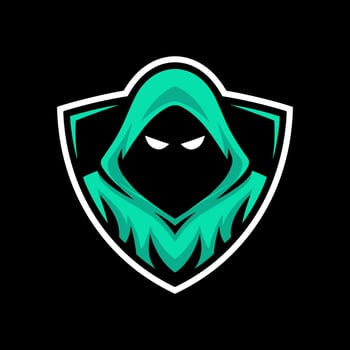 Mysterious Green Hooded Figure Esport Mascot Logo vector
