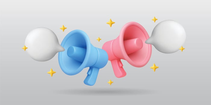 Colorful megaphones with speech bubbles vector
