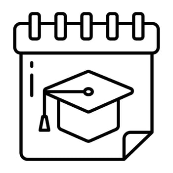 Calendar with mortarboard, icon of study schedules vector