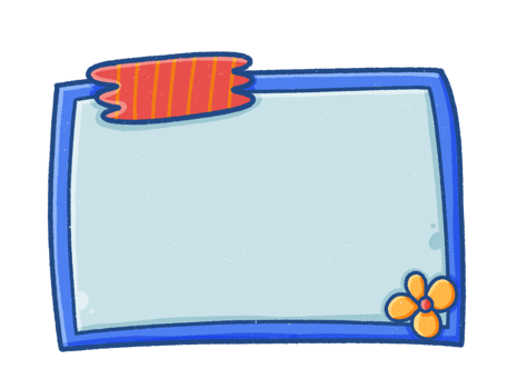 Cartoon Blue Frame with Tape and Flower png