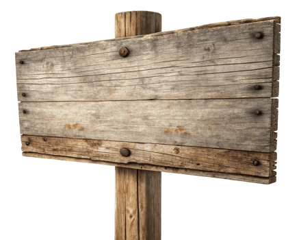 Empty Old Wooden Sign Isolated - Rustic Wood Board for Advertising, Directional Signage, and Marketing Message png
