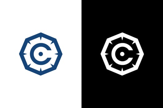 Modern Octagon C Letter Logo Design vector