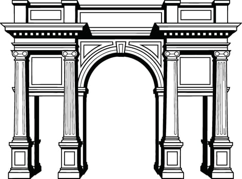 Black and White Architectural Archway Illustration vector