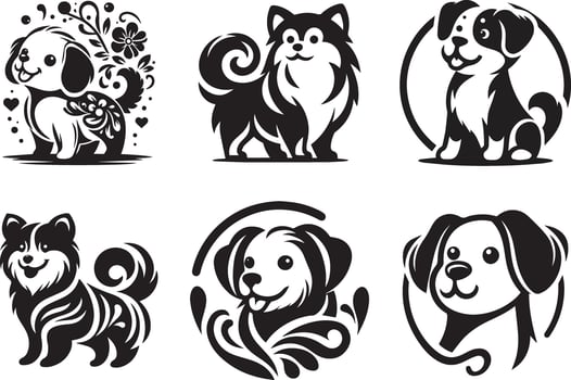 Adorable Dog Outline Clipart Collection vector