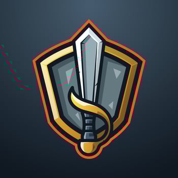 Sword and Shield Cartoon Illustration for Logo Template and Sticker vector
