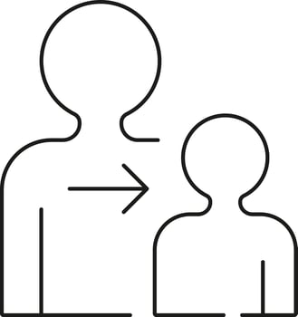 Person to person transfer icon with arrow isolated on transparent background vector