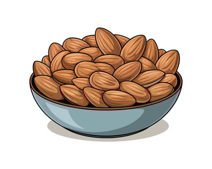 Almonds in a bowl illustration vector