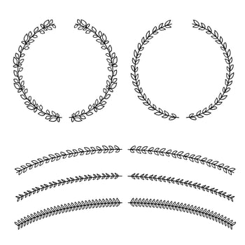 Vines Divider Leaves and Circle Border Vintage Botanical Collection vector