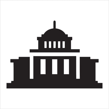 Classic government building silhouette with dome and columns vector