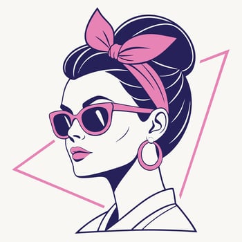 Retro style illustration of a woman with a retro style vector