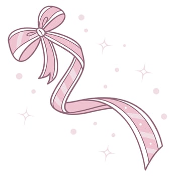A pink ribbon with a bow on it vector