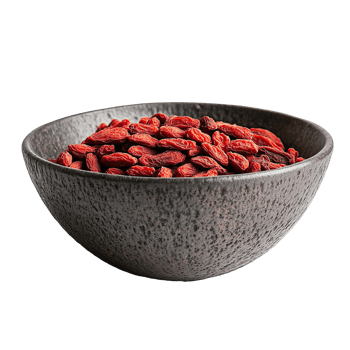 Dried Goji Berries In Ceramic Bowl Rich Superfood Healthy Snack Isolated On Transparent Background png