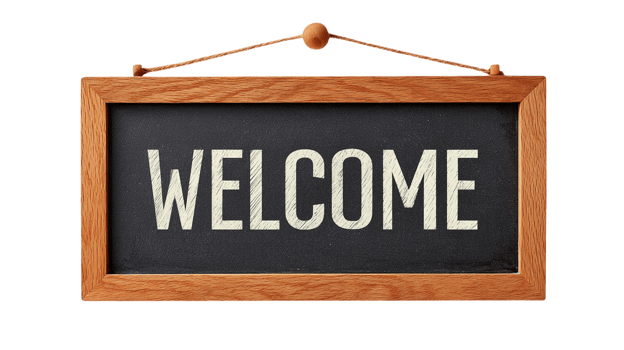Welcome sign on a blackboard png