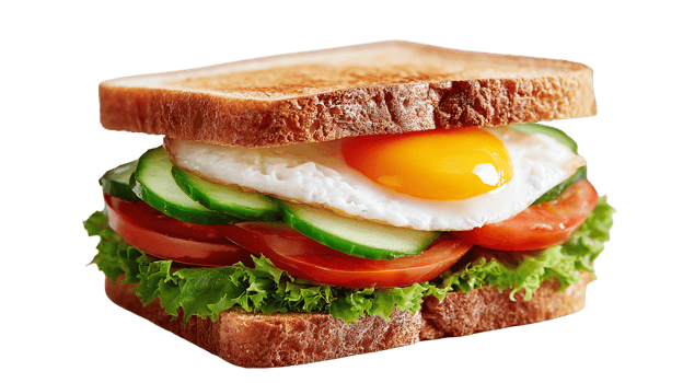 A sandwich with an egg on top png