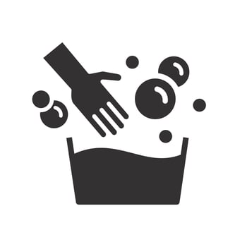 only delicate laundry, hand wash cloth icon, basin with soap water, flat illustration vector