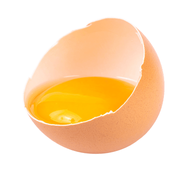 Raw cracked egg showing bright yellow yolk png