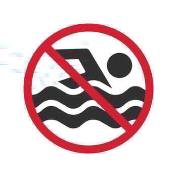 swim in pool forbidden, no swimming icon, flat illustration vector