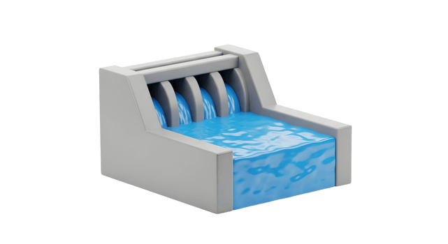 Hydroelectric dam with pouring water creating clean energy. Renewable power generation infrastructure on transparent background. png