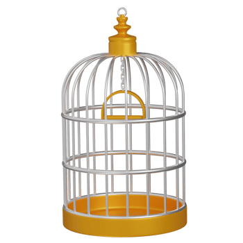 3d render Golden Bird Cage Illustration icon png
