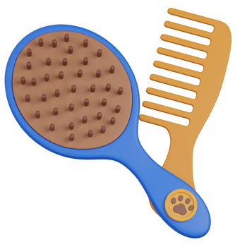 3d render Pet Grooming Tools Brush and Comb png
