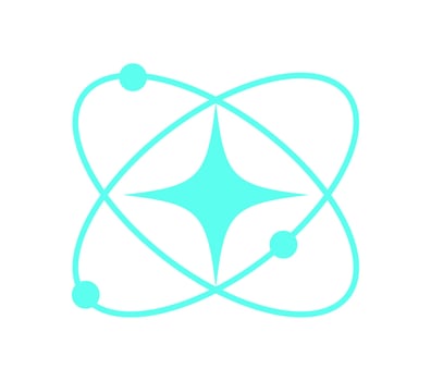 Y2K retro space icon shape. Abstract Cosmic futuristic element with star and atom shapes. Modern graphic design, bold aesthetic, suitable for decoration and trendy collections. vector