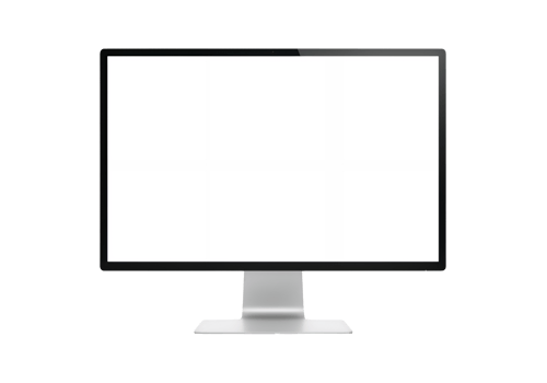 Computer screen with a sleek silver stand isolated on transparent background png