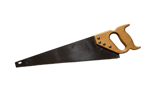 Classic wooden hand saw with metal blade isolated on transparent background png