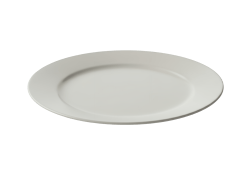 A single white ceramic dinner plate isolated on transparent background png