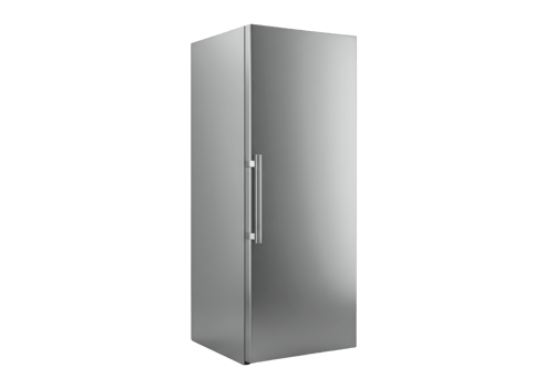 Modern stainless steel tall refrigerator with single door isolated on transparent background png