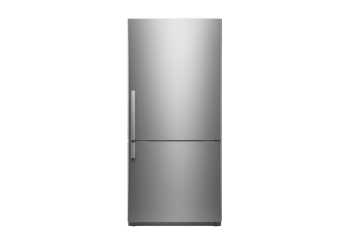 Modern stainless steel refrigerator with top freezer isolated on transparent background png